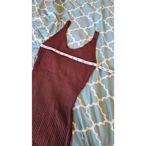 Ribbed Knit Bodycon Midi Dress Brown Scoop Neck Tank Size M - Picture 4 of 8